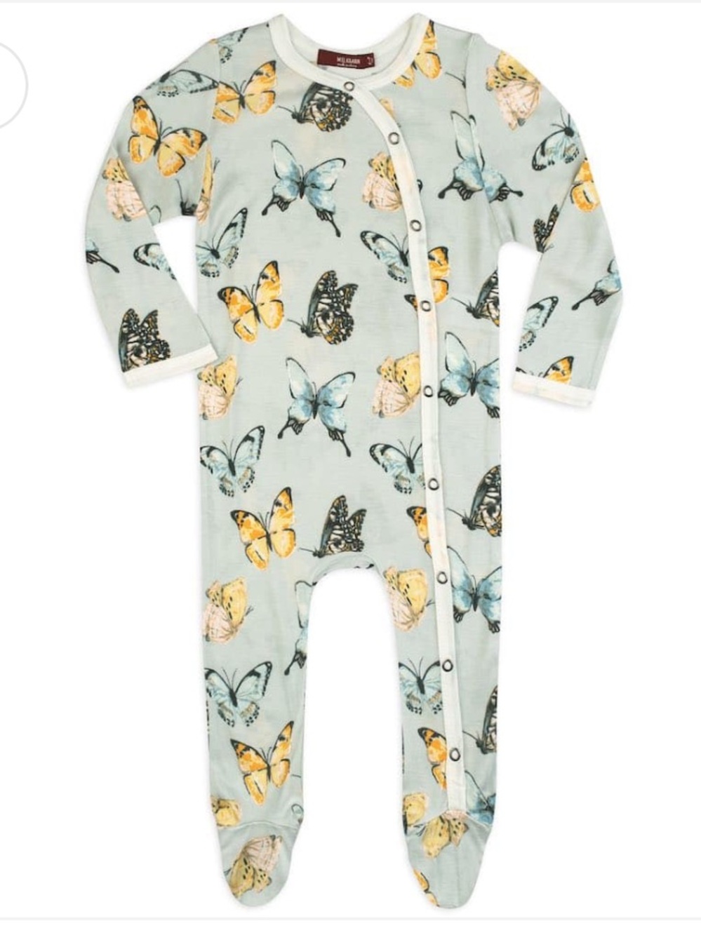 Milkbarn Butterfly Bamboo Snap Footed Romper 6-9M NWT